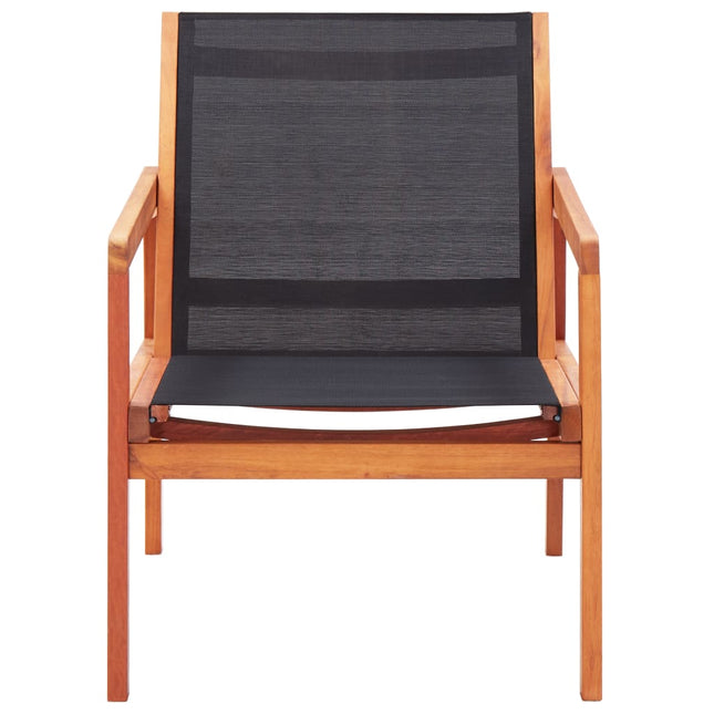 Loungestoel Massief Eucalyptushout En Textileen Zwart Zwart